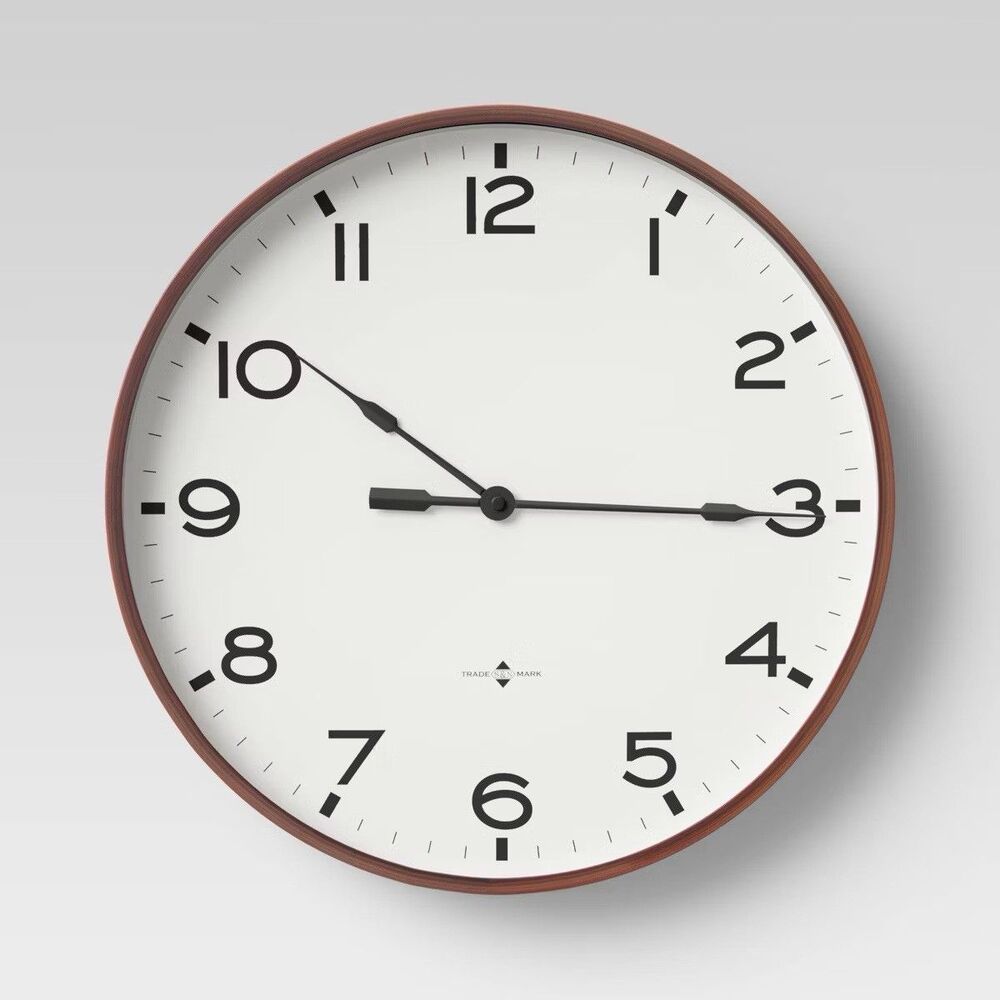 Threshold Studio McGee 16in Thin Frame Wall Clock Red Brown Indoor Decor